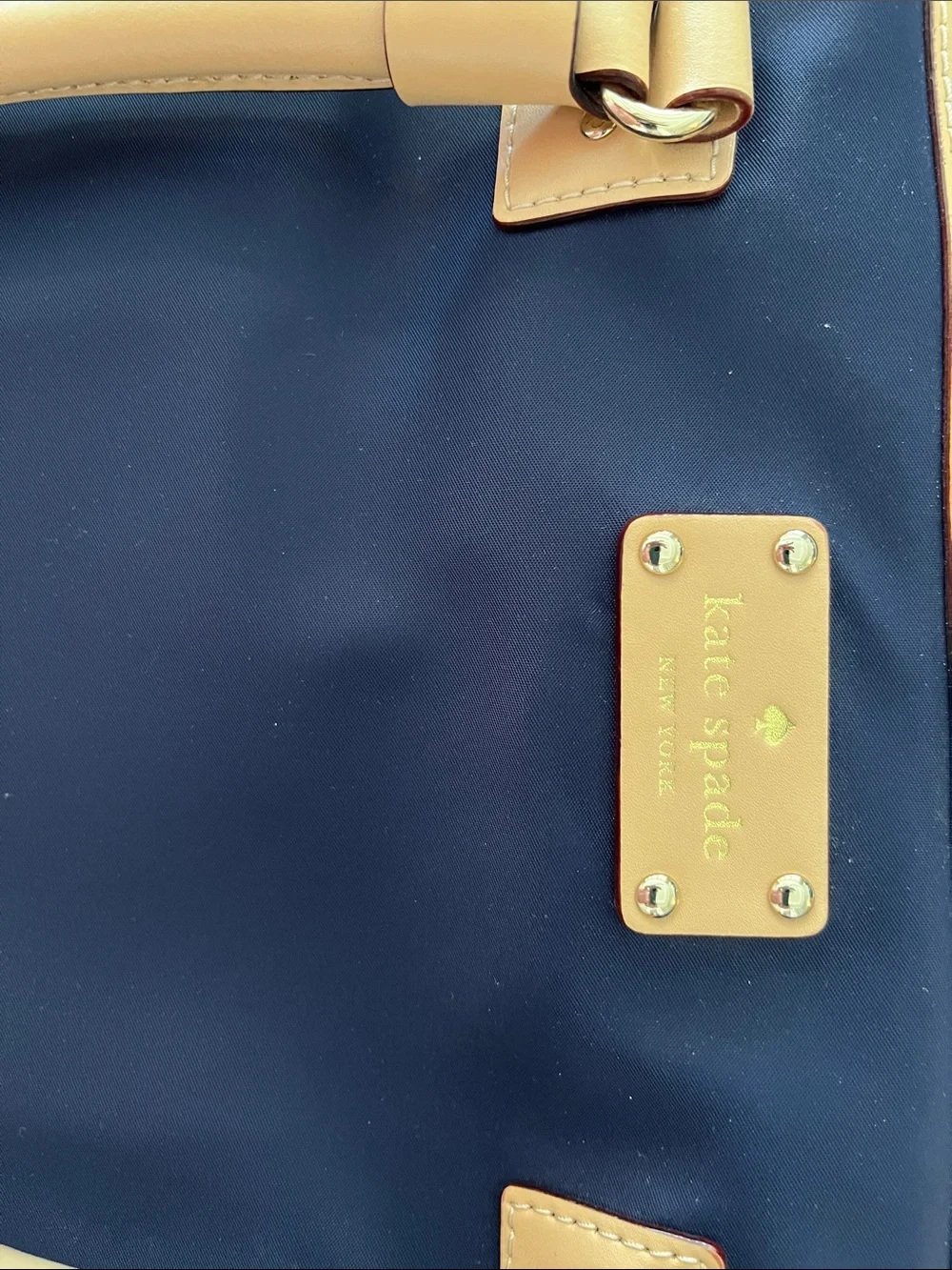 kate spade Navy Laptop Tote with Tan Leather Trim